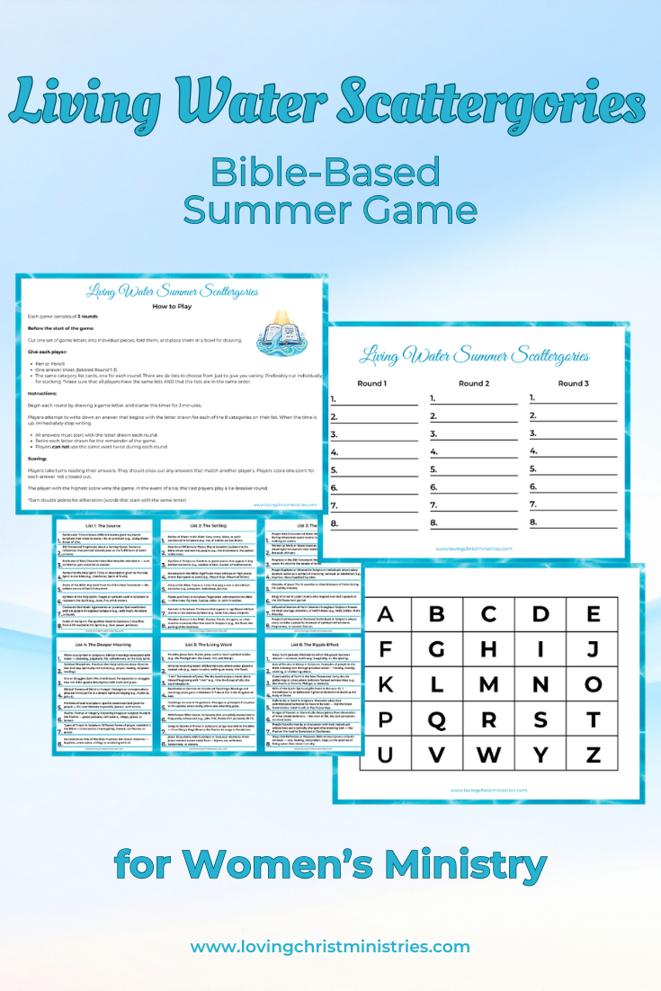 Bible-Based Living Water Summer Scattergories Game