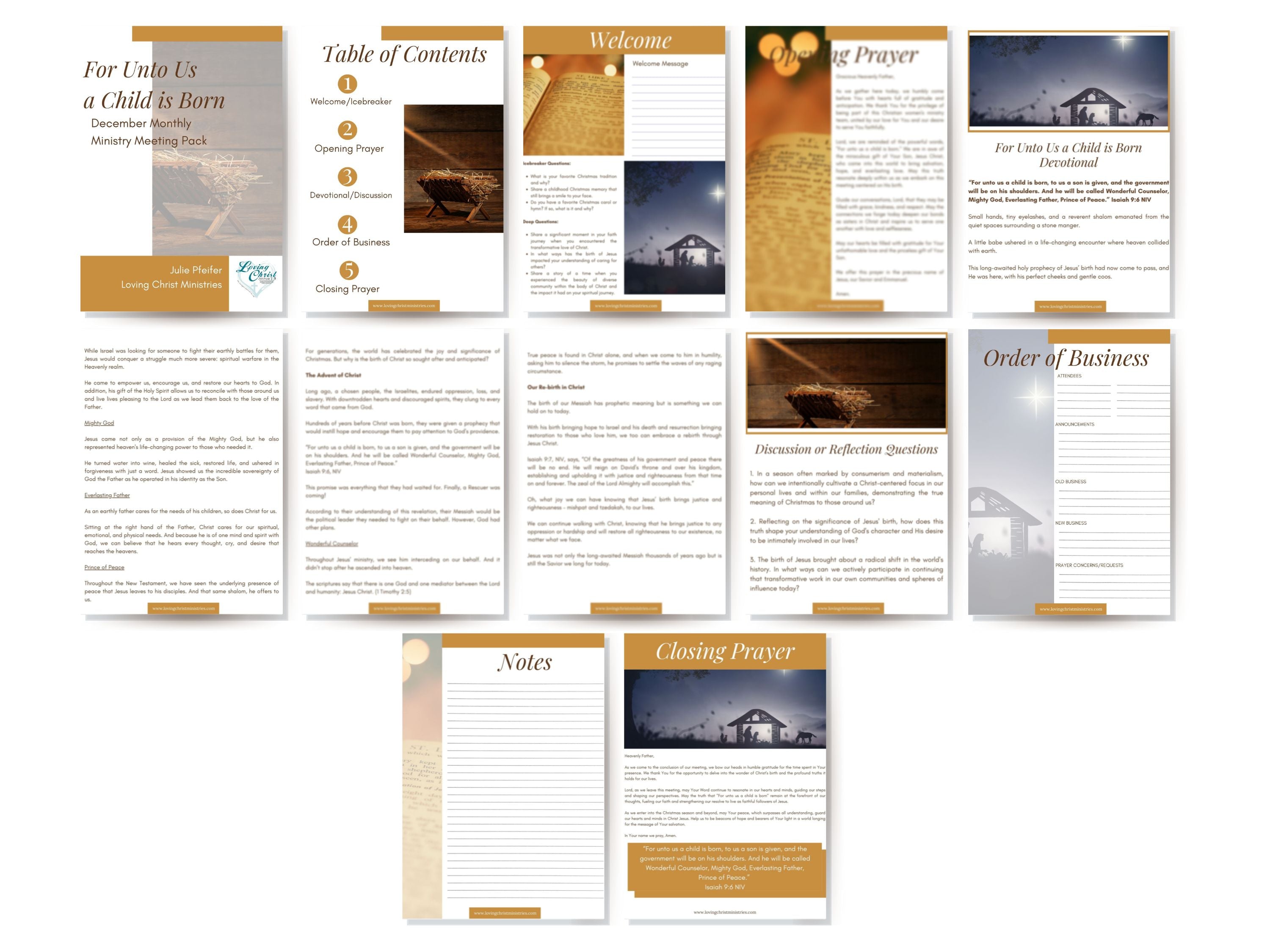 For Unto Us, a Child is Born - December Monthly Ministry Meeting Pack