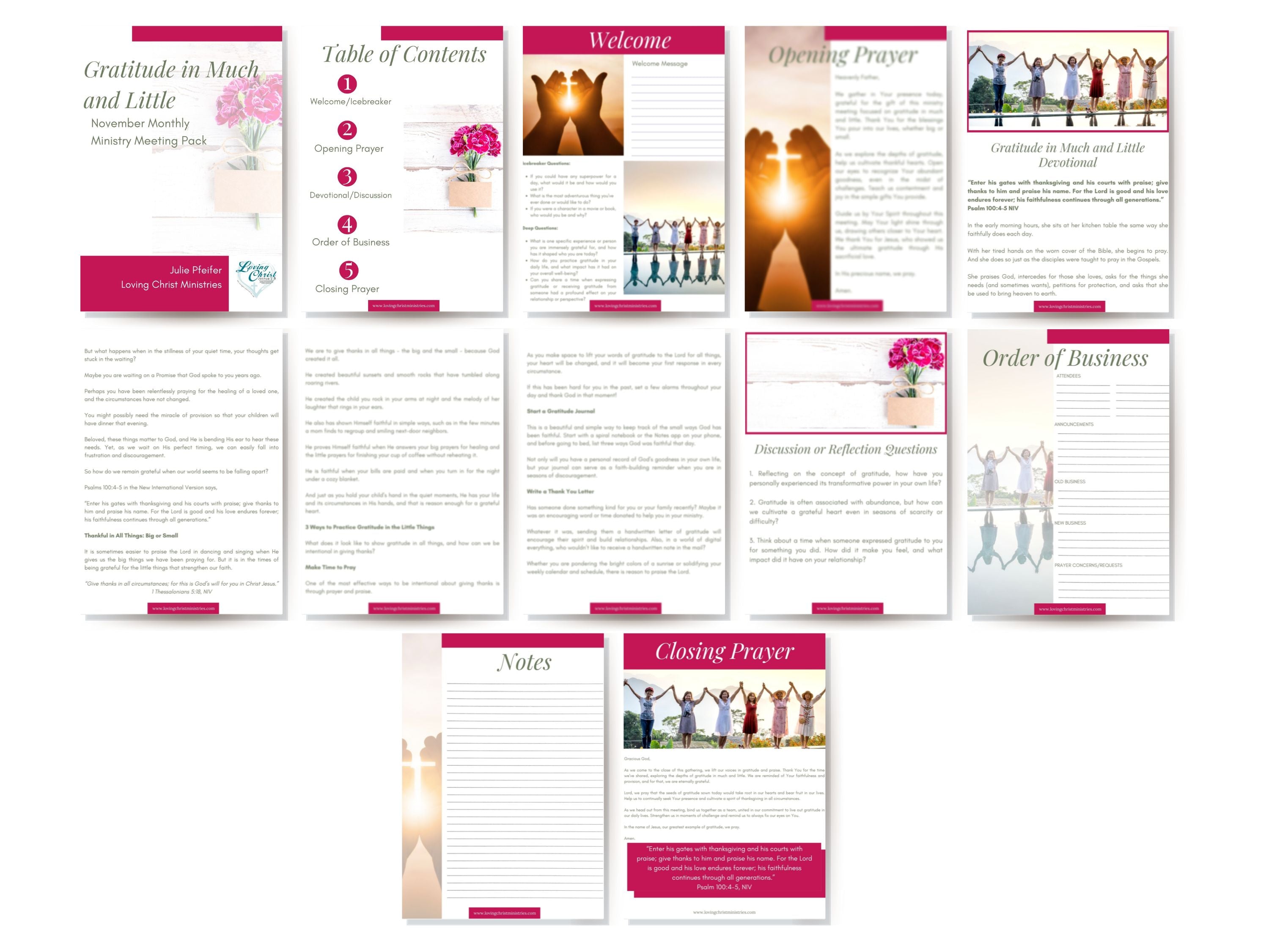 Gratitude in Much and Little - November Monthly Ministry Meeting Pack
