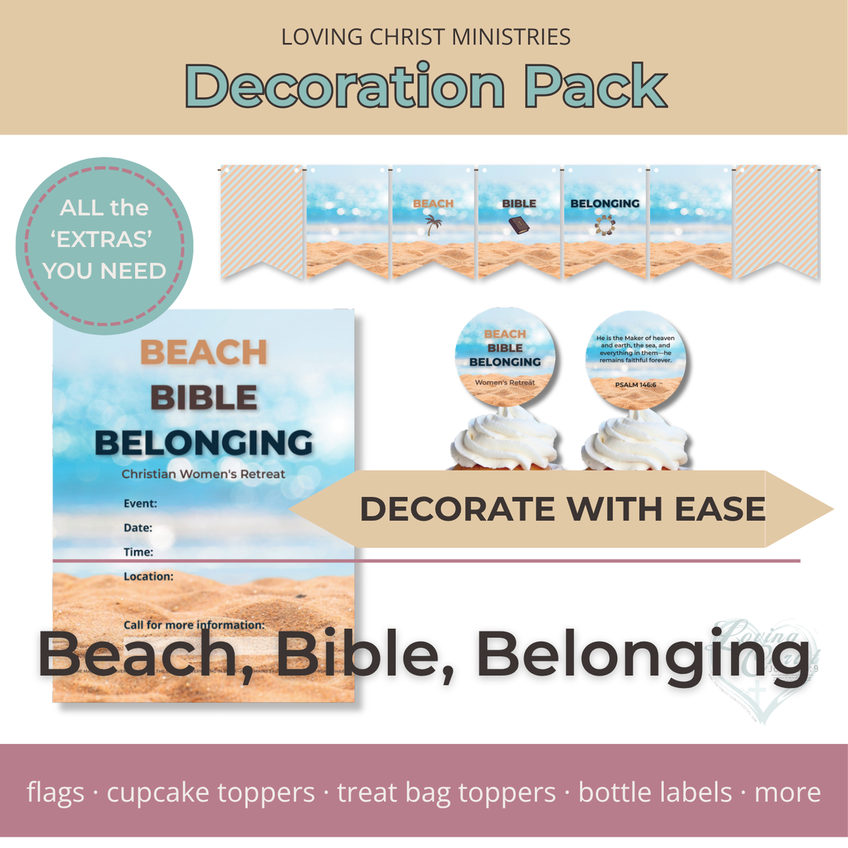 Beach, Bible, Belonging Decoration Pack