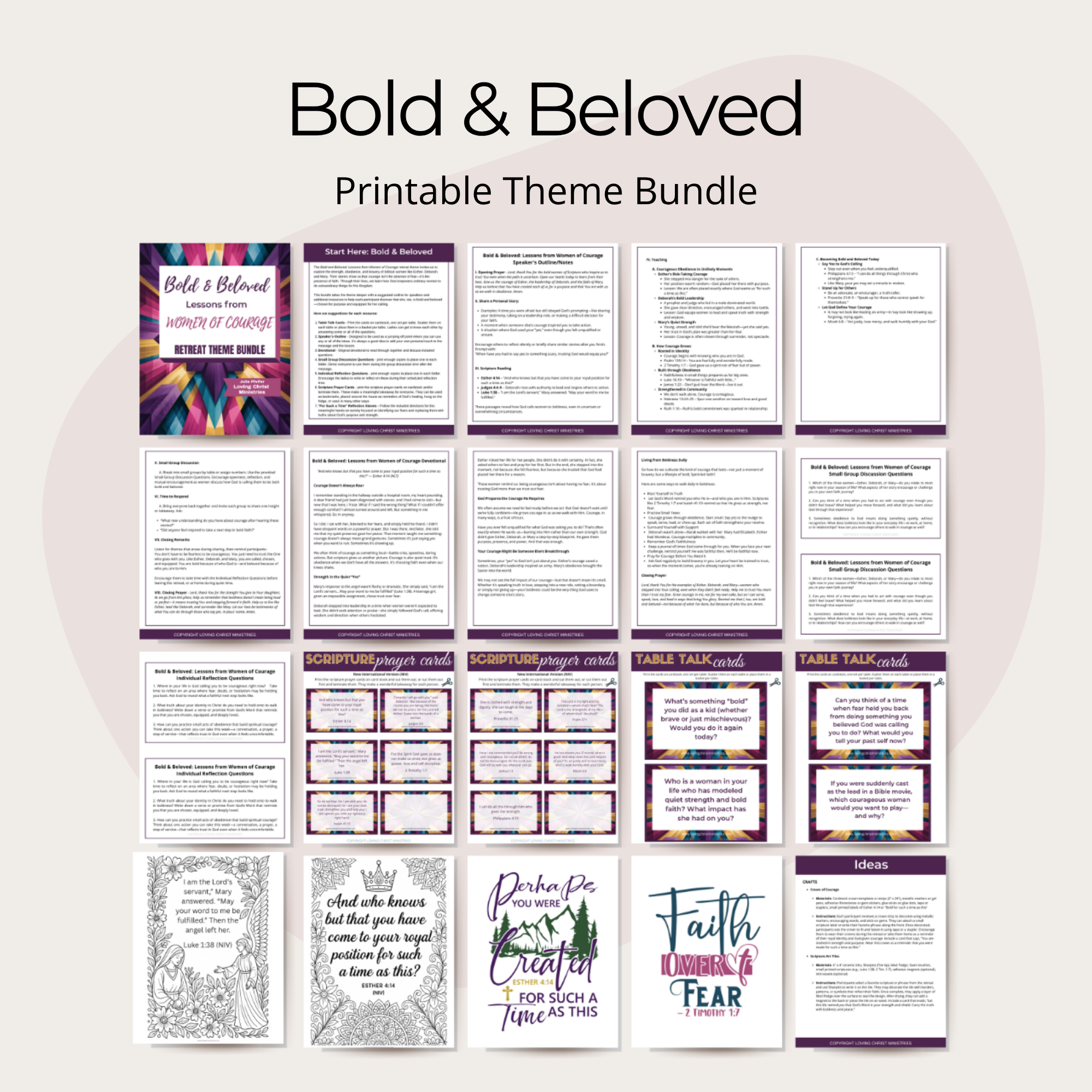 Bold & Beloved: Lessons from Women of Courage Printable Theme Bundle