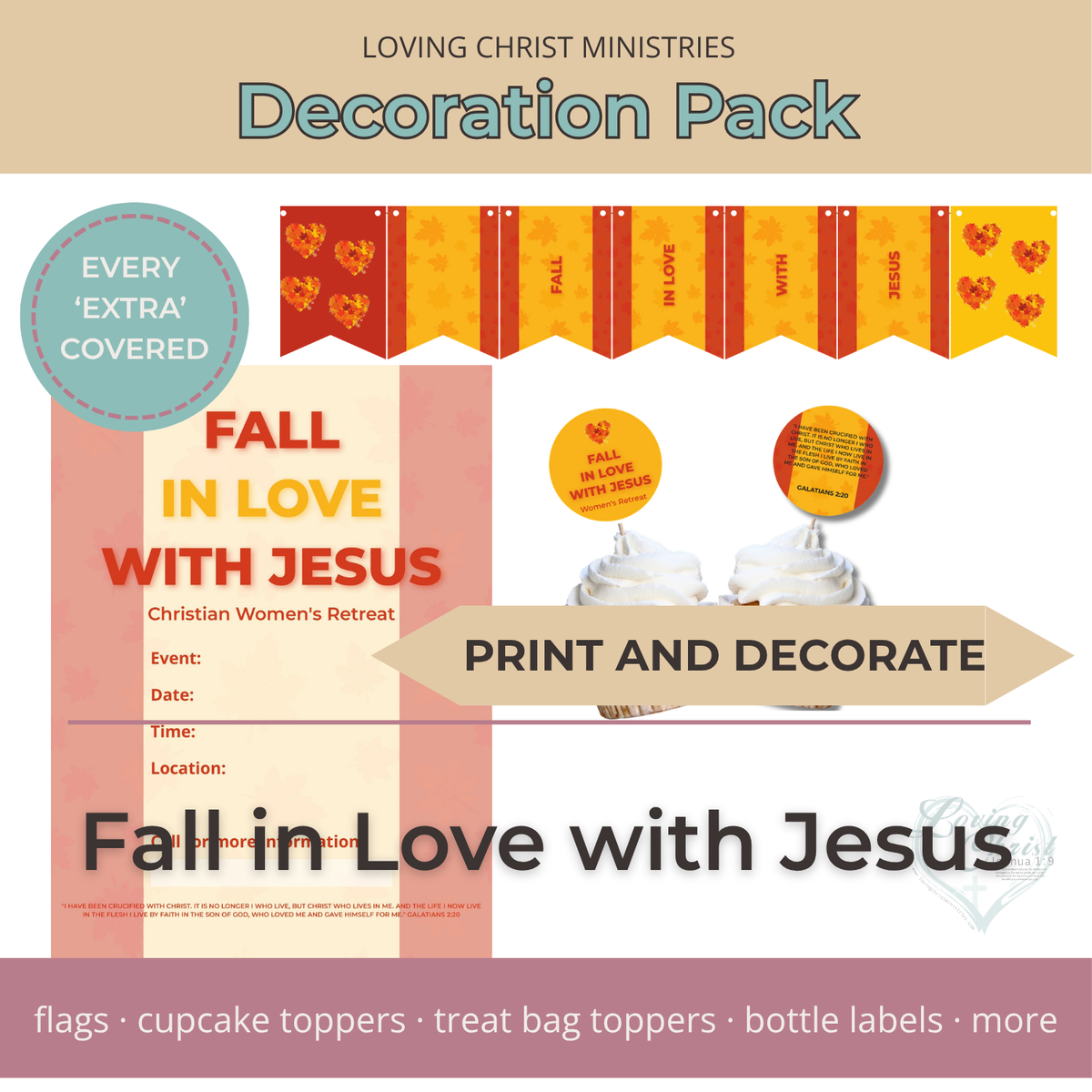Fall in Love with Jesus Decoration Pack