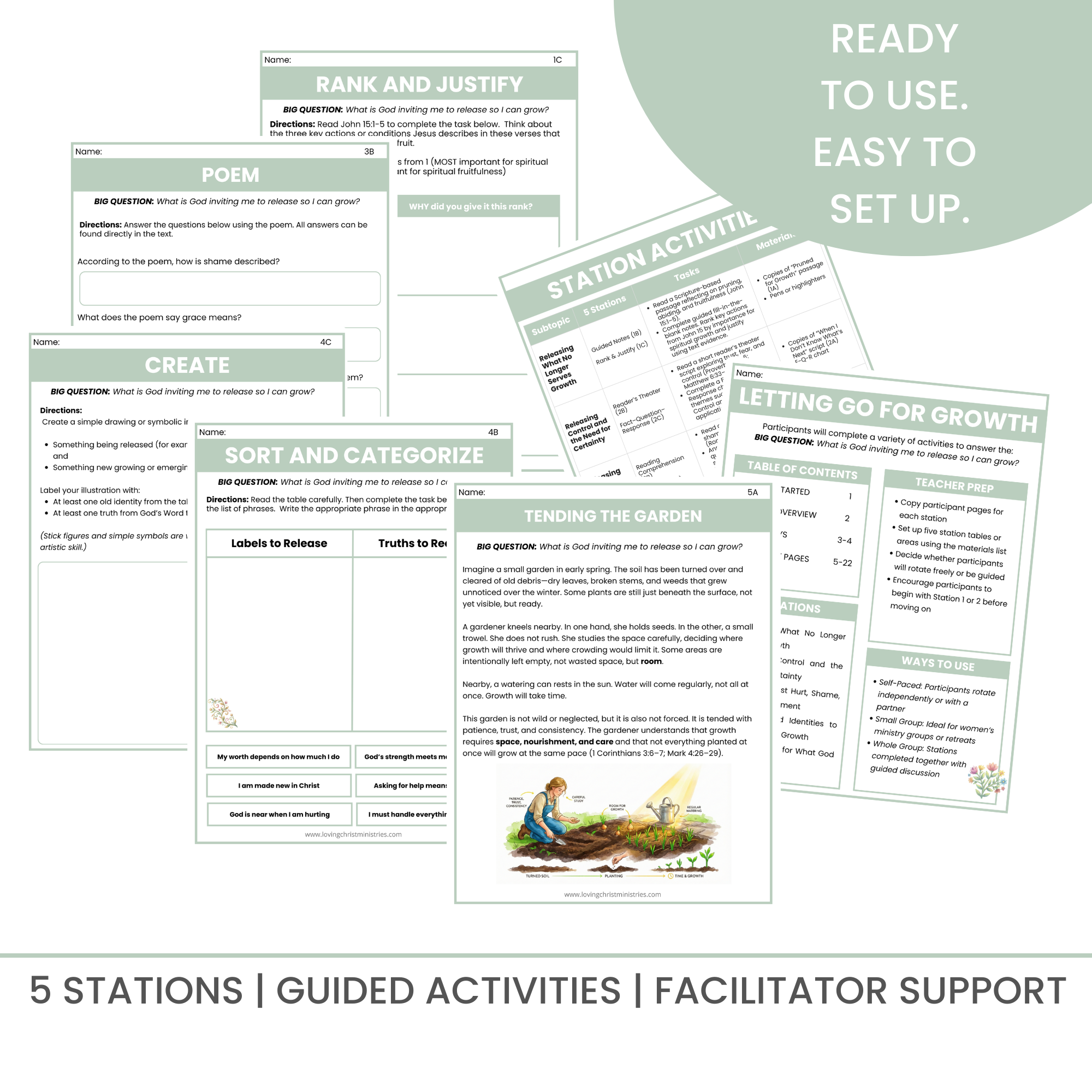 Letting Go for Growth: Scripture-Centered Station Rotation Activity