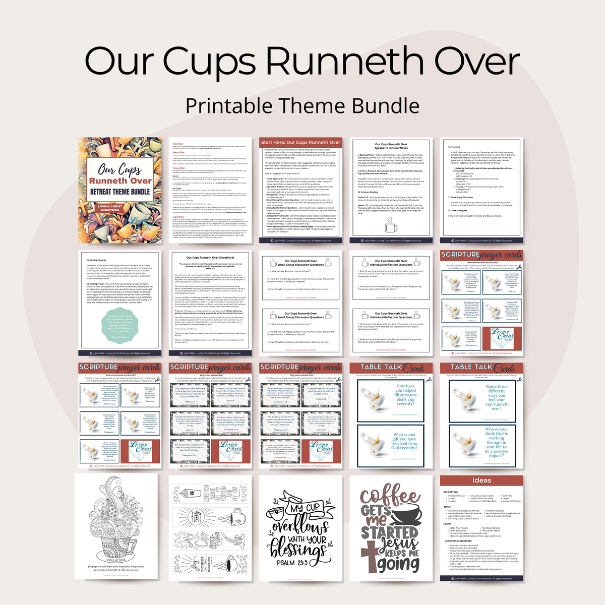 Our Cups Runneth Over Printable Theme Bundle