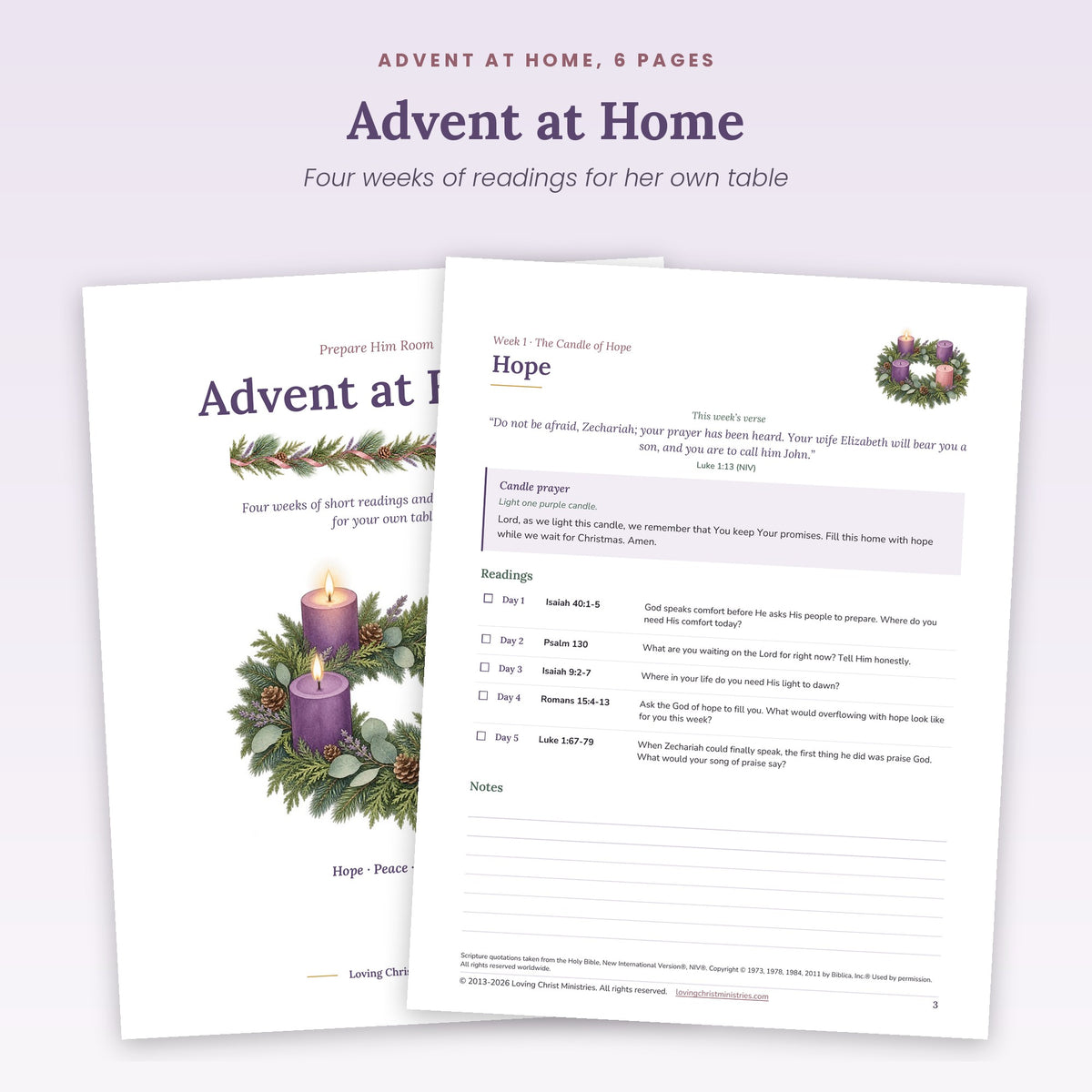 Advent at Home cover and Week 1 Hope reading page