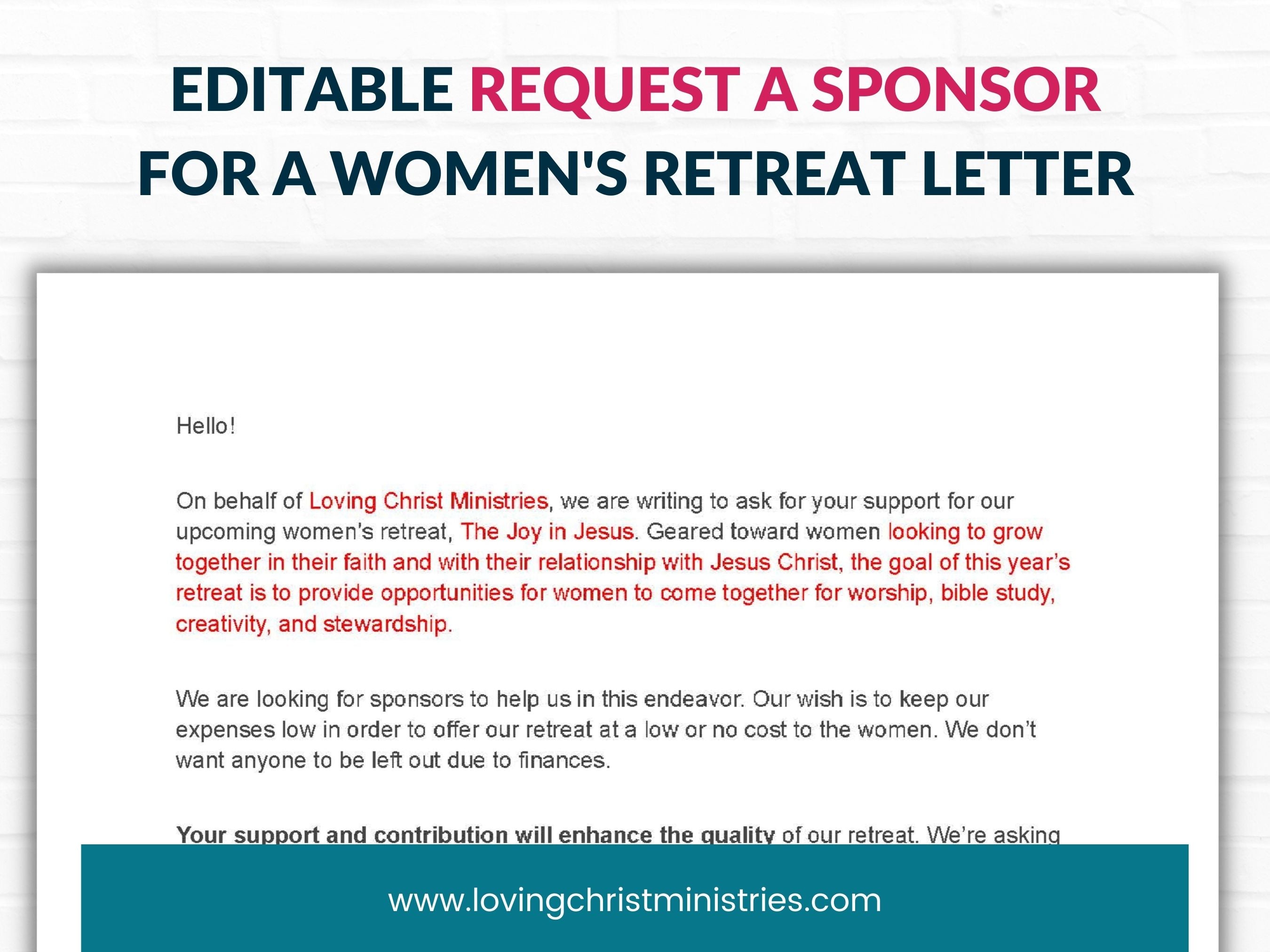 Editable Request a Sponsor Letter, Printable, Women&