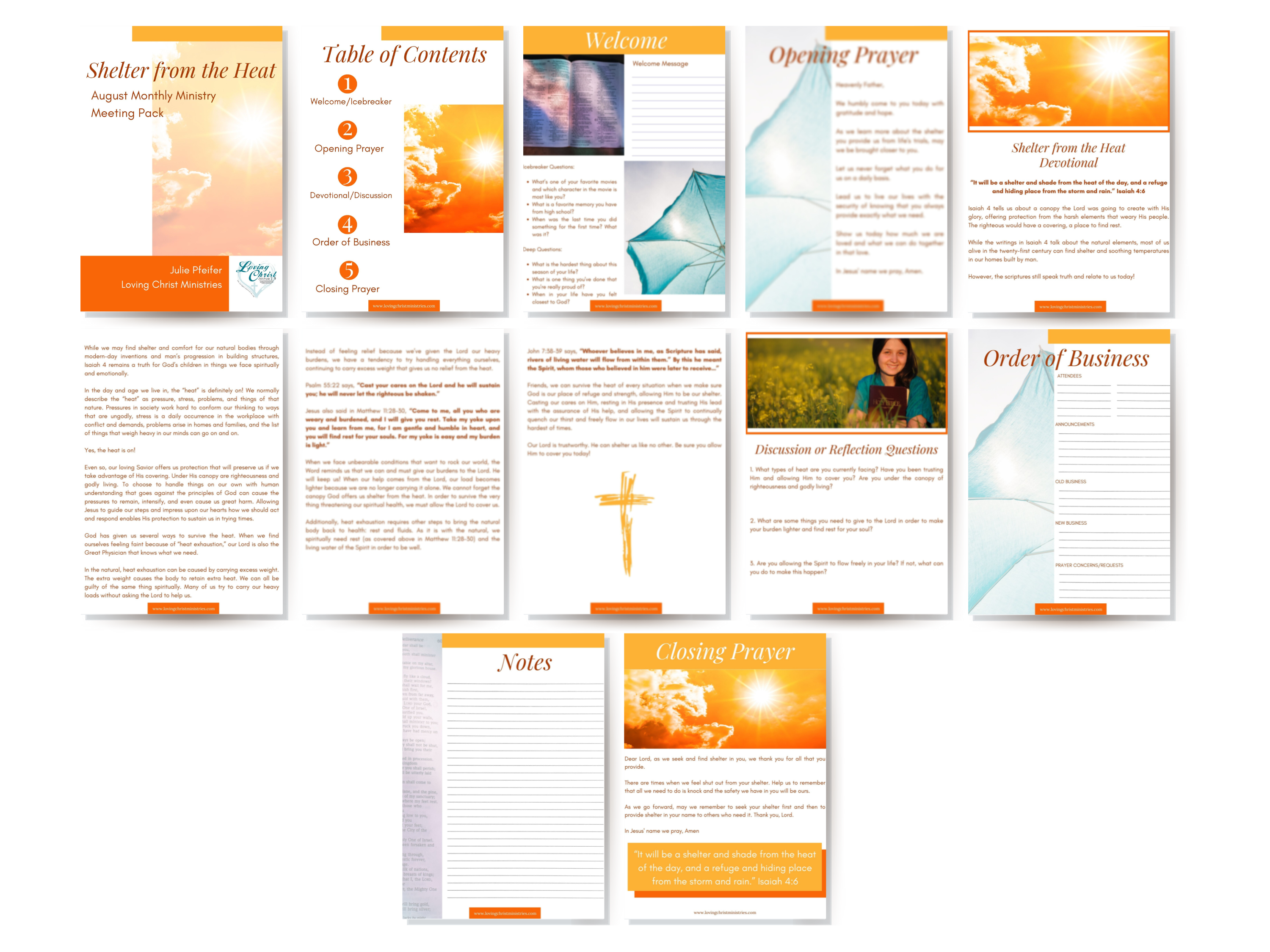 Shelter from the Heat - August Monthly Ministry Meeting Pack