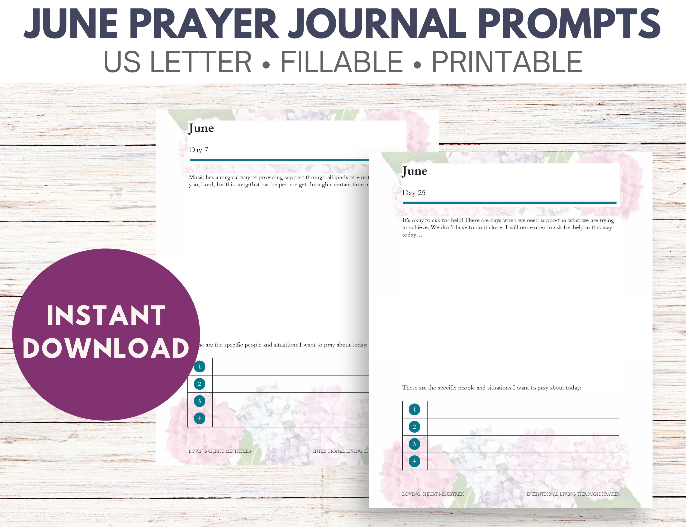 June Prayer Journal Prompts (Fillable)