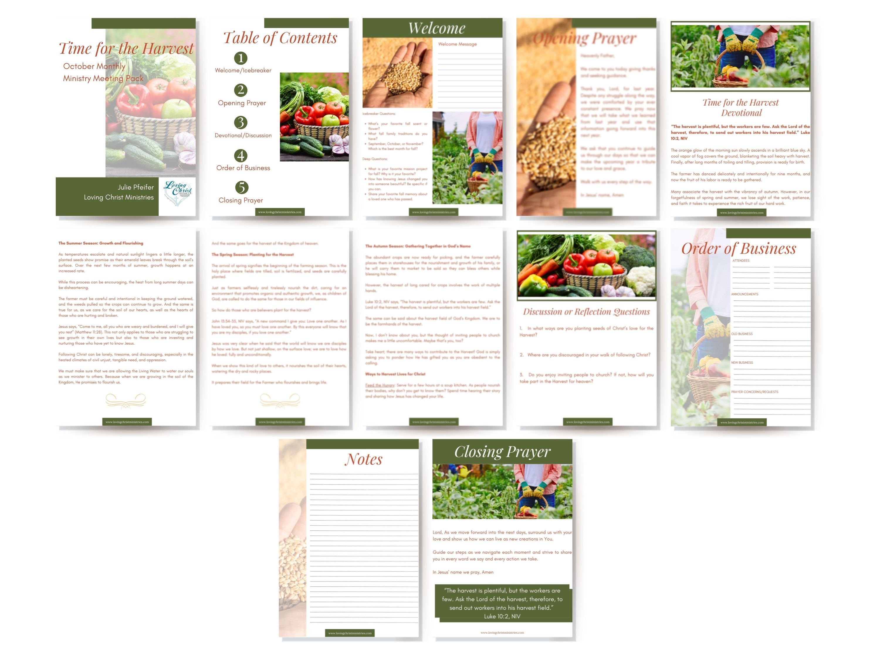 Time for the Harvest - October Monthly Ministry Meeting Pack