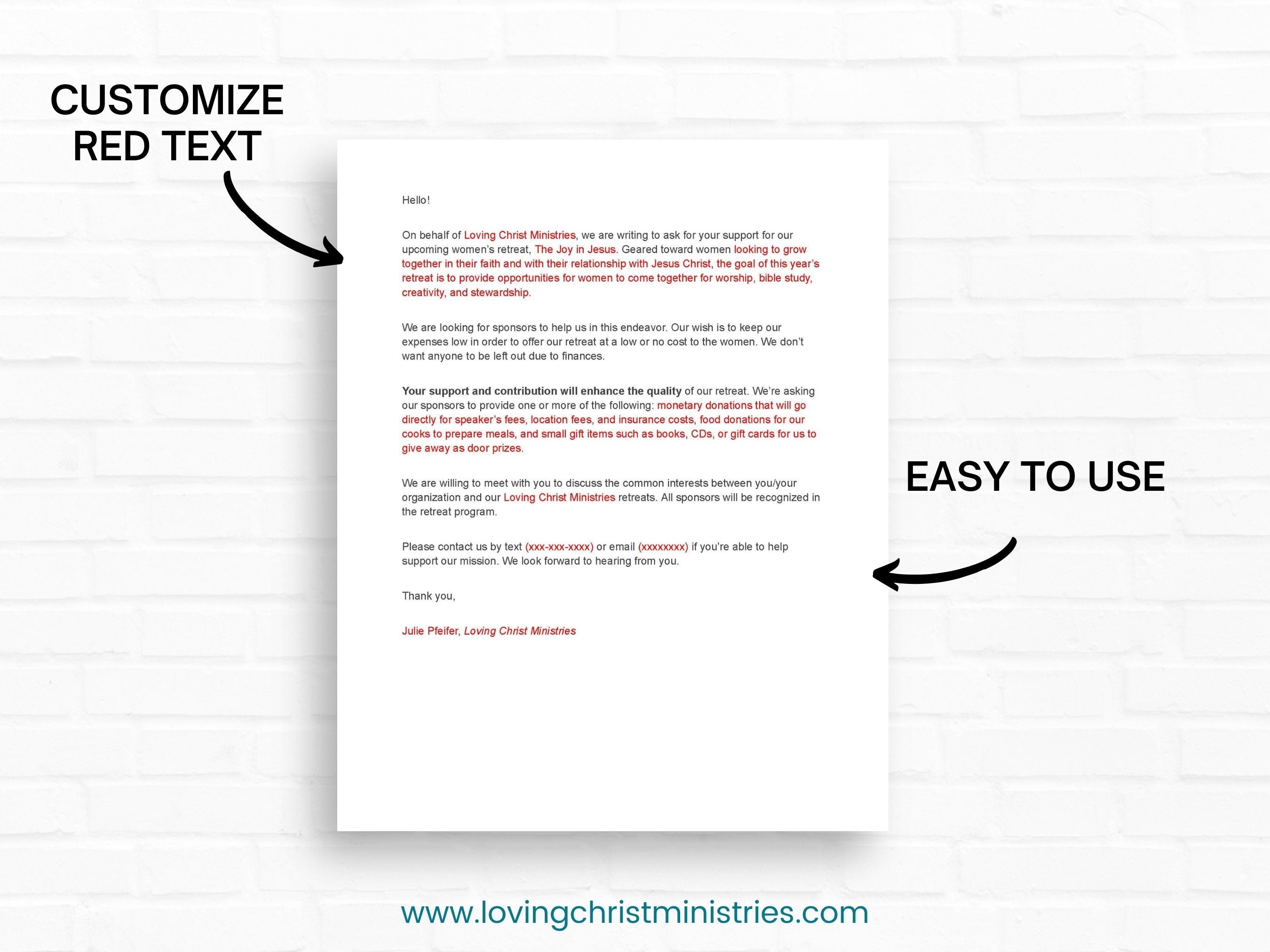 Editable Request a Sponsor Letter, Printable, Women&