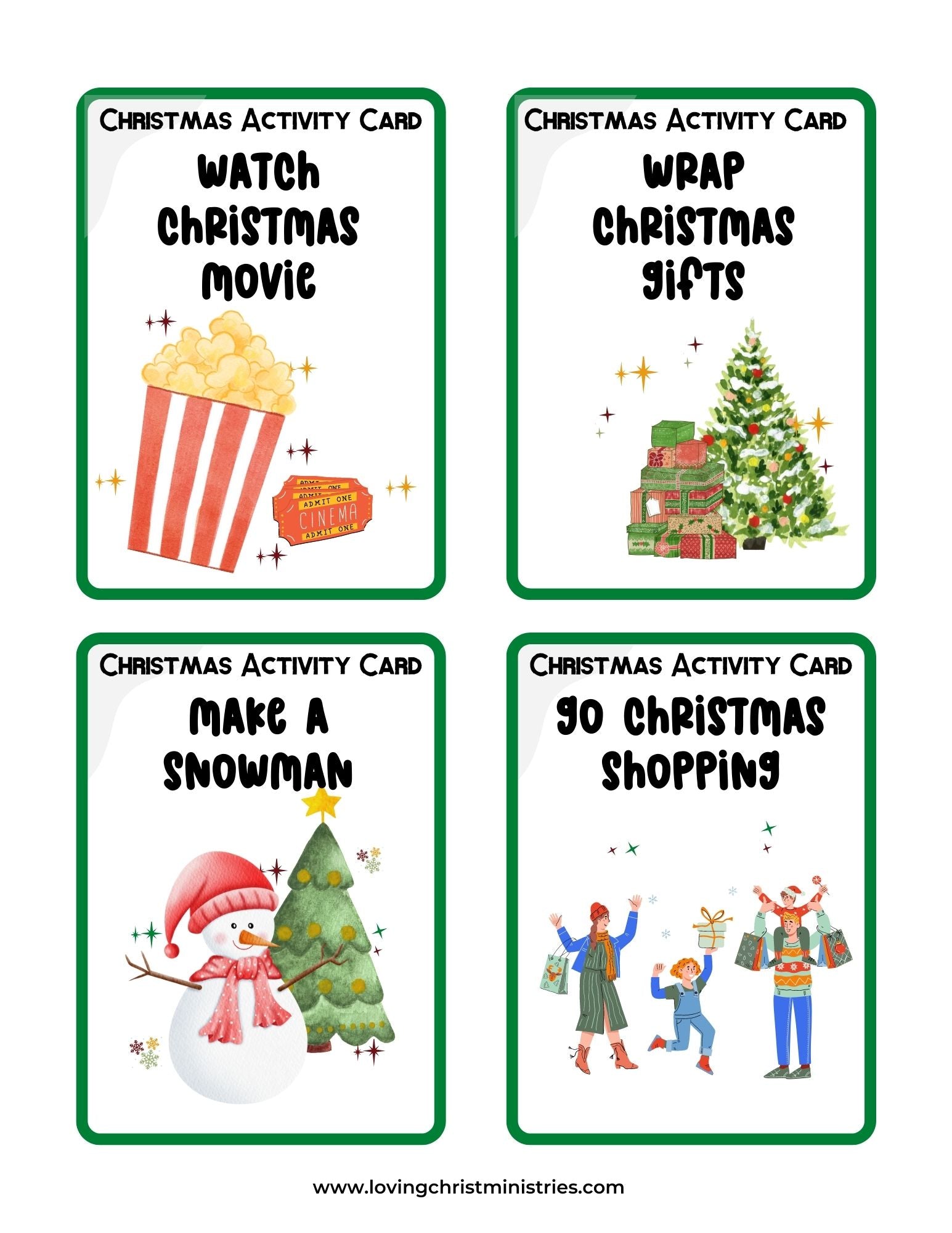 Christmas Advent Activity Cards {40 Cards}