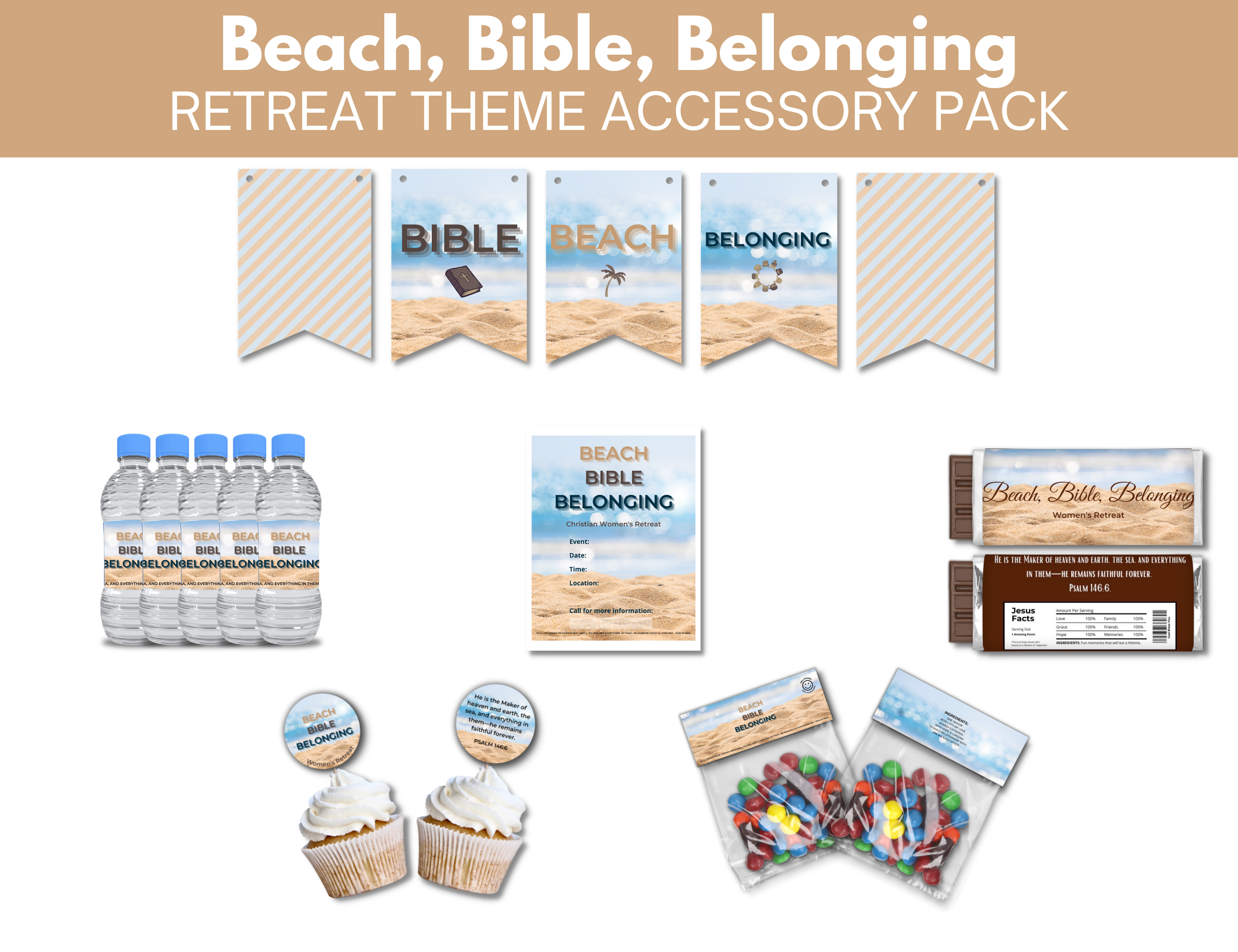 Beach, Bible, Belonging Decoration Pack