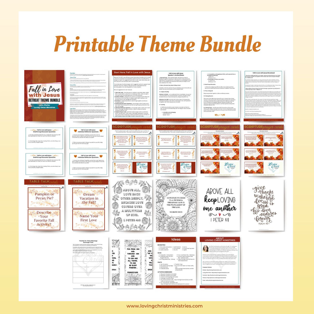 Collection of Fall in Love with Jesus Theme Resources