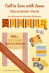 Image mockups of all of the decorations in the Fall in Love with Jesus Decoration Pack.