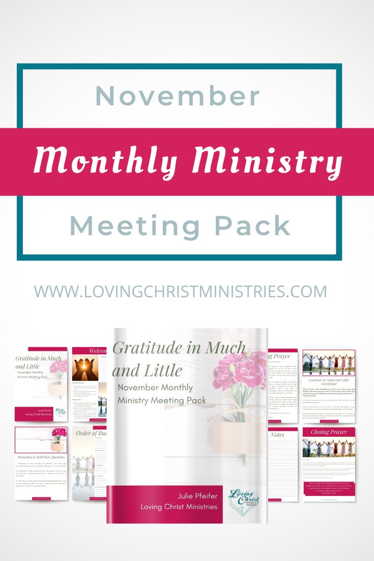 November Monthly Ministry Meeting Pack - Gratitude in Much and Little