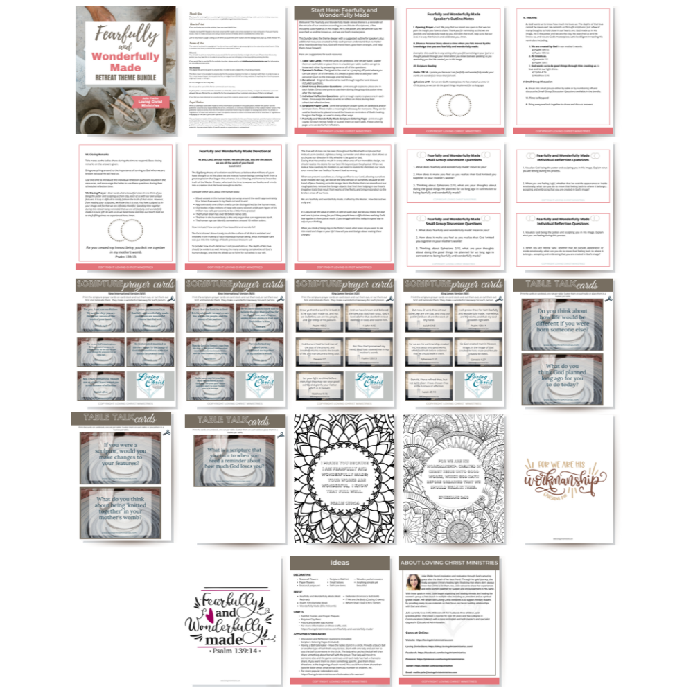Fearfully and Wonderfully Made Printable Theme Bundle