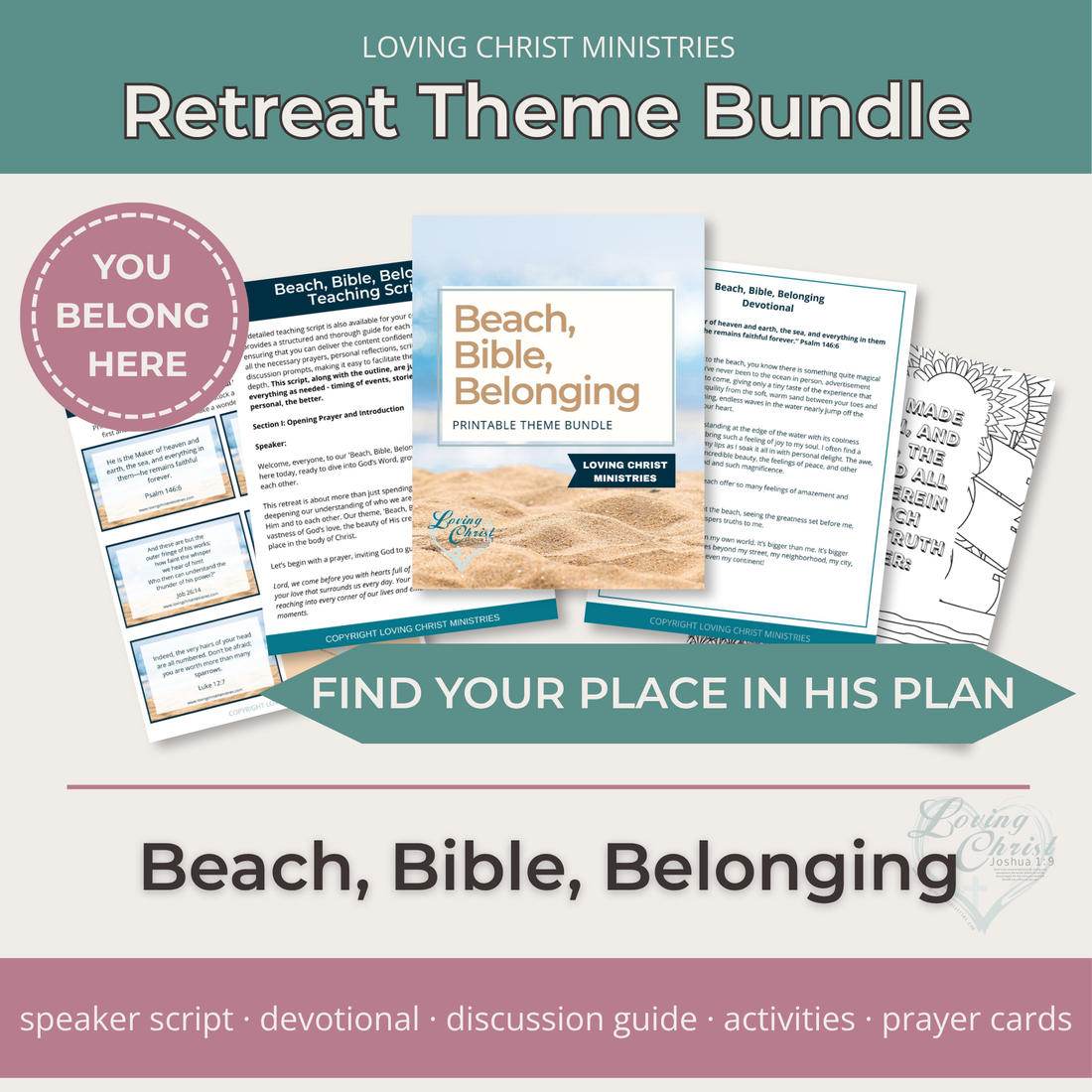 Beach, Bible, Belonging Printable Theme Bundle