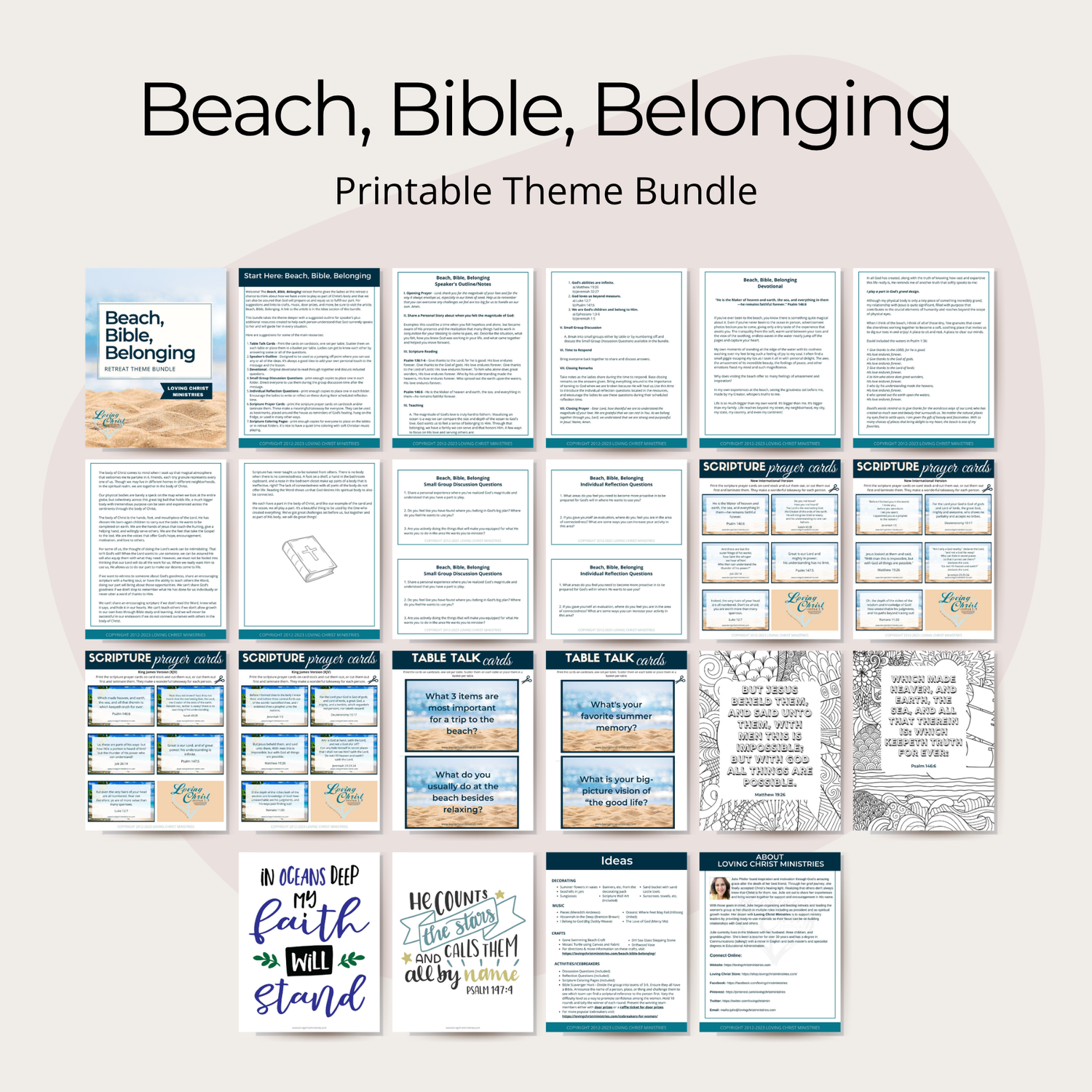 Beach, Bible, Belonging Printable Theme Bundle
