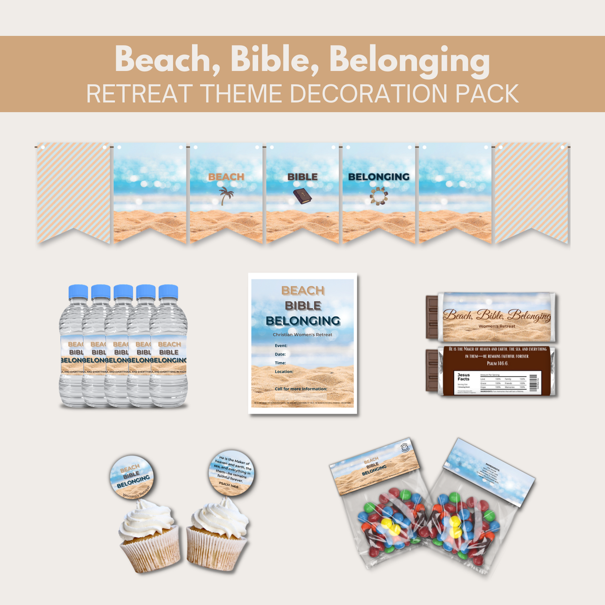 Beach, Bible, Belonging Decoration Pack