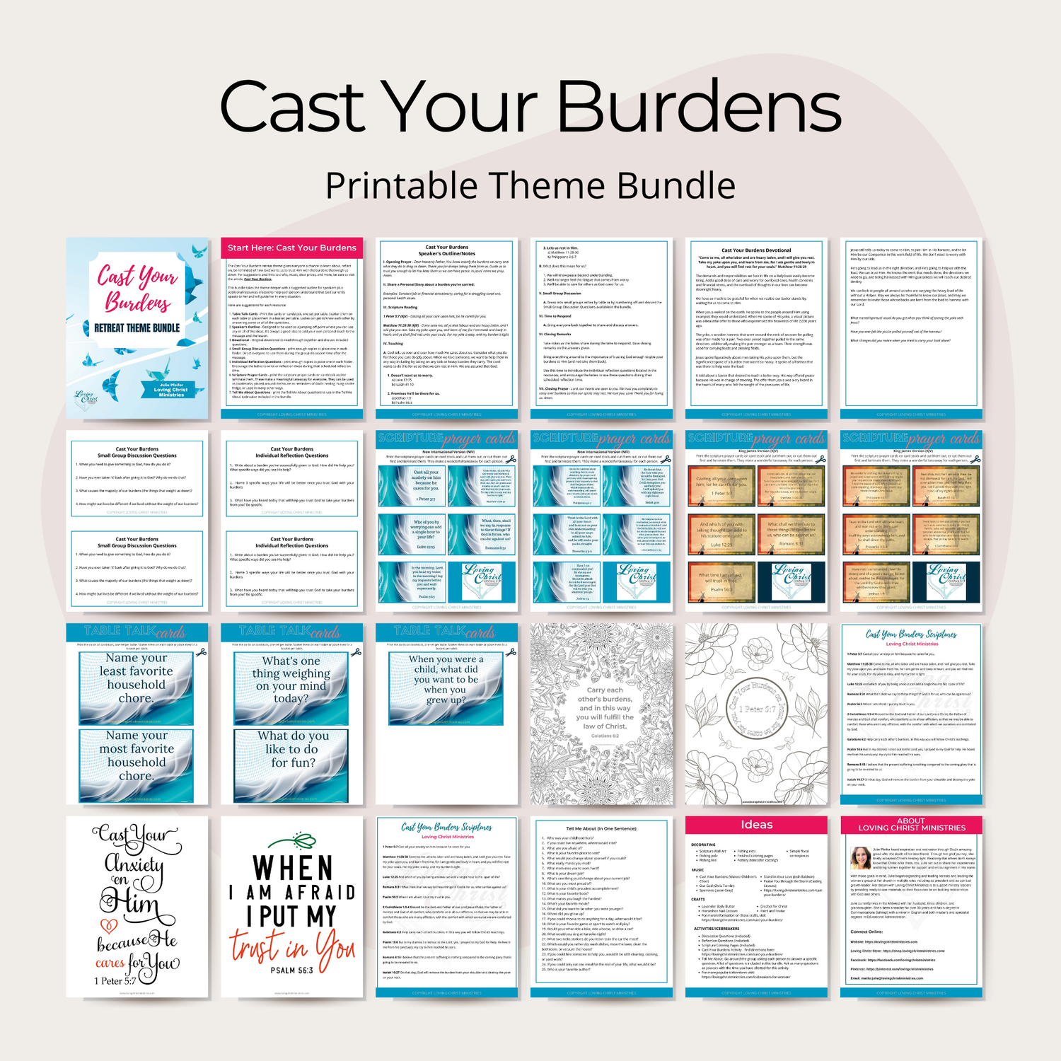 Cast Your Burdens Printable Theme Bundle