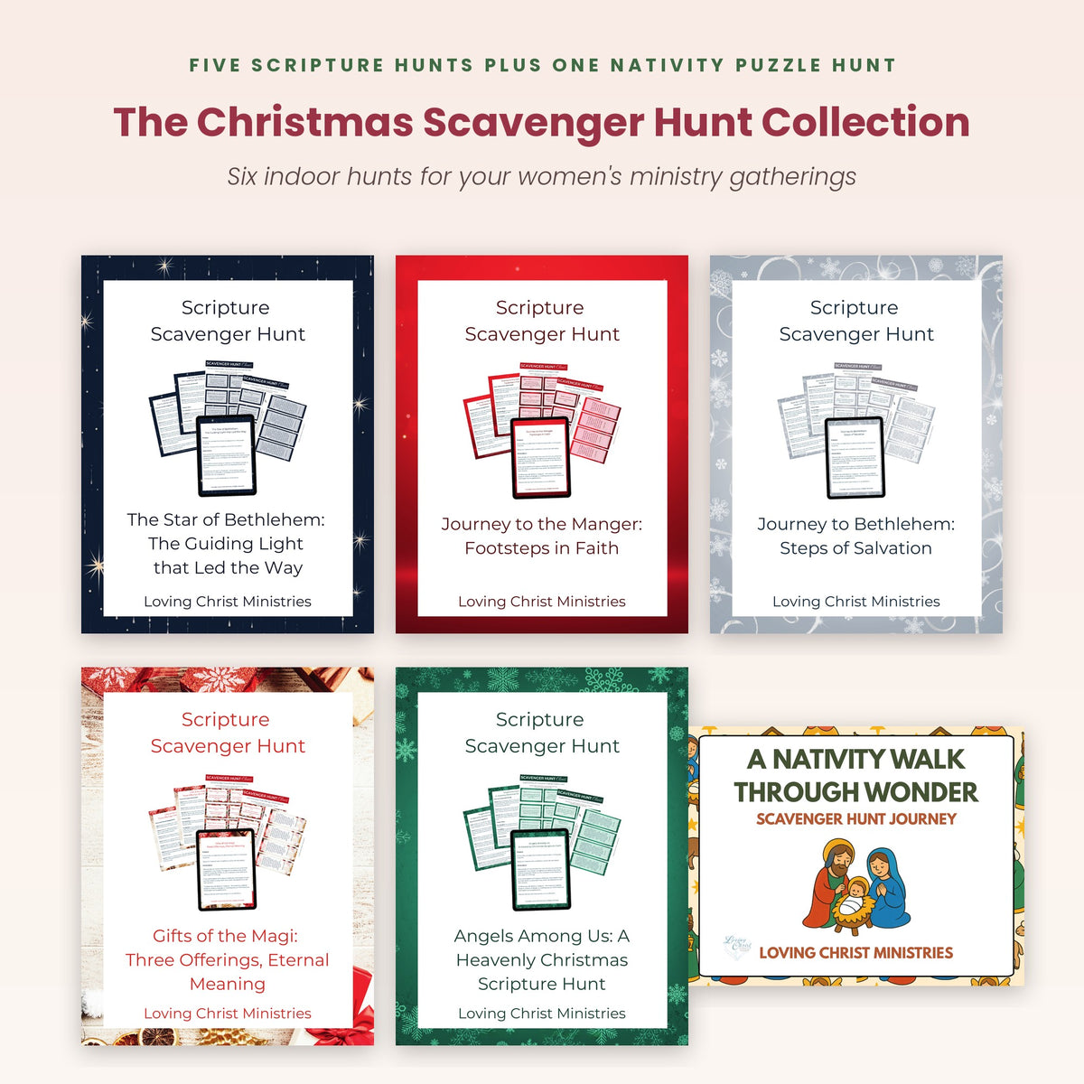 The Christmas Scavenger Hunt Collection with covers of all six Christmas scavenger hunts