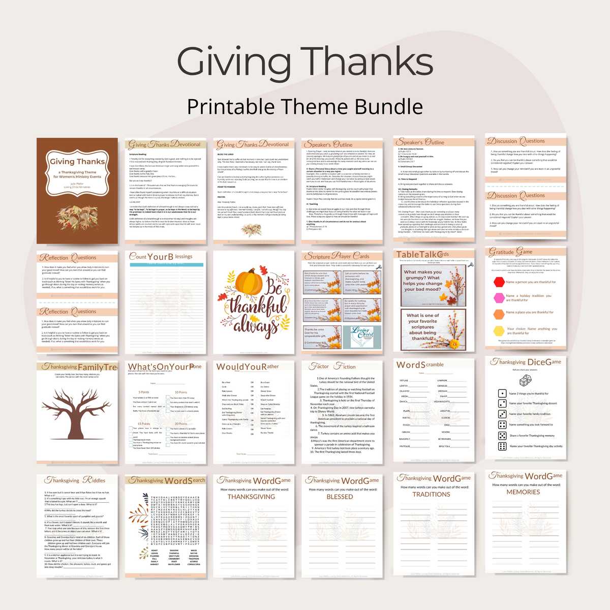 Giving Thanks Printable Ministry Theme + Bonus Activity Kit