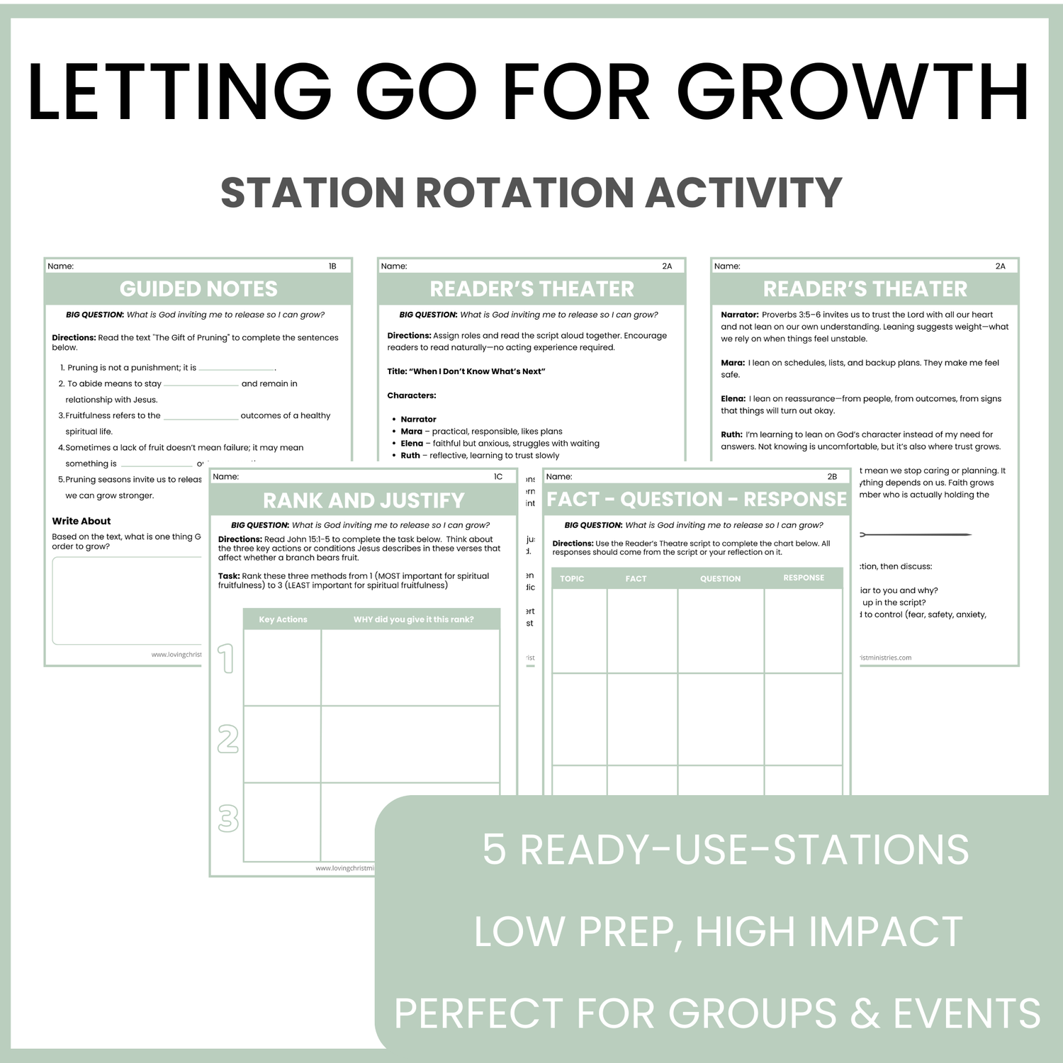 Letting Go for Growth: Scripture-Centered Station Rotation Activity