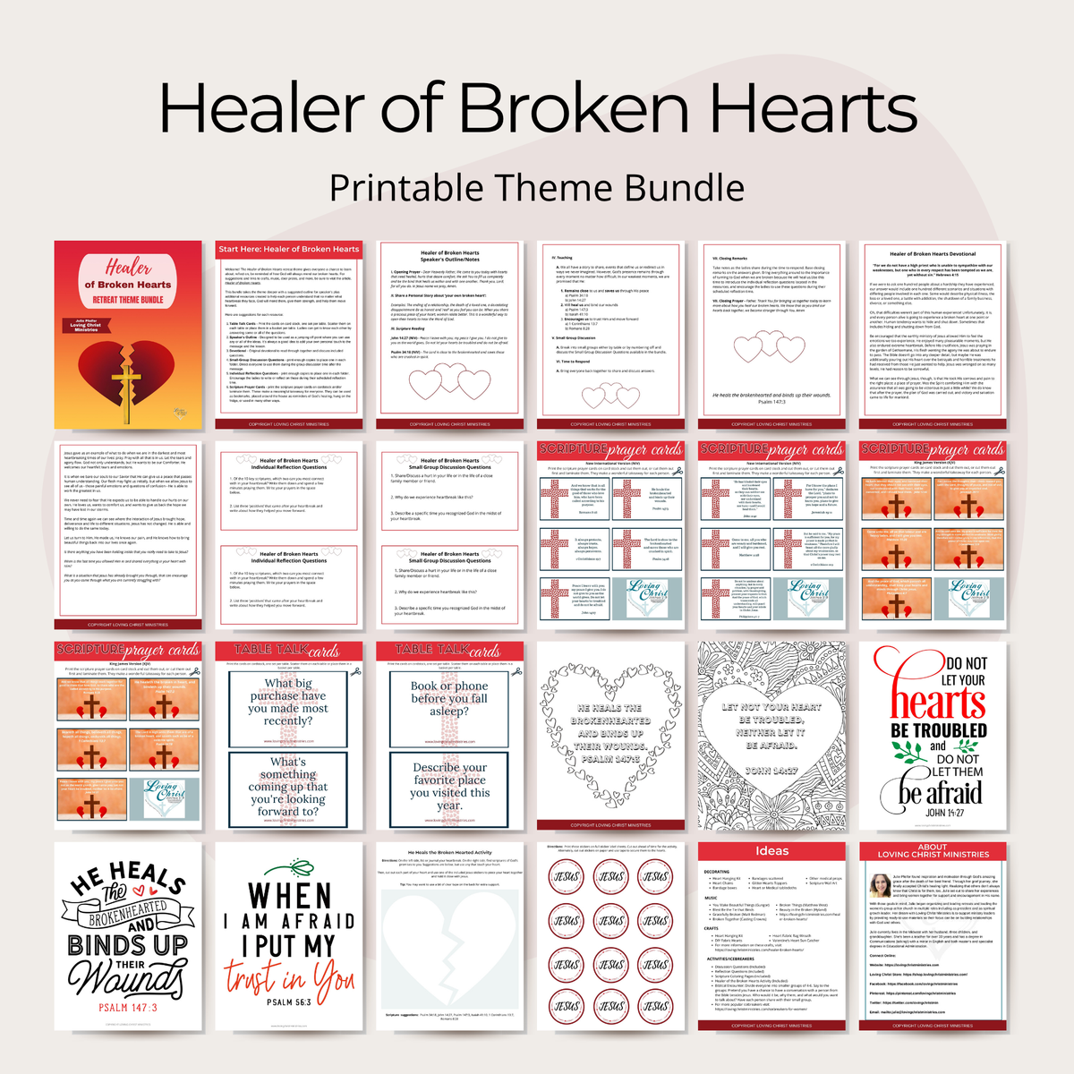 Healer of Broken Hearts Printable Theme Bundle