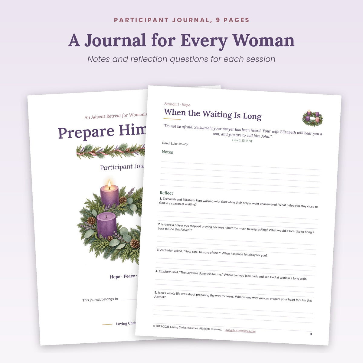 Participant Journal cover and session reflection page