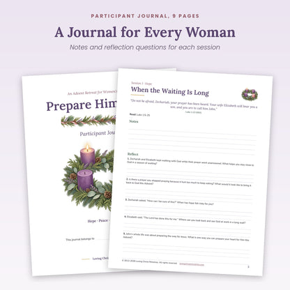 Participant Journal cover and session reflection page