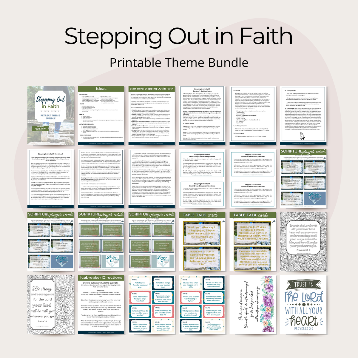 Stepping Out in Faith Printable Theme Bundle