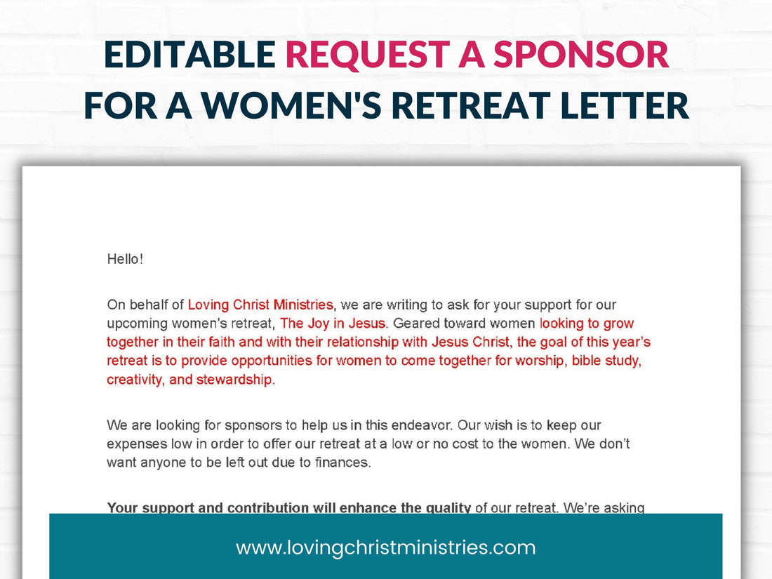 Editable Request a Sponsor Letter, Printable, Women&