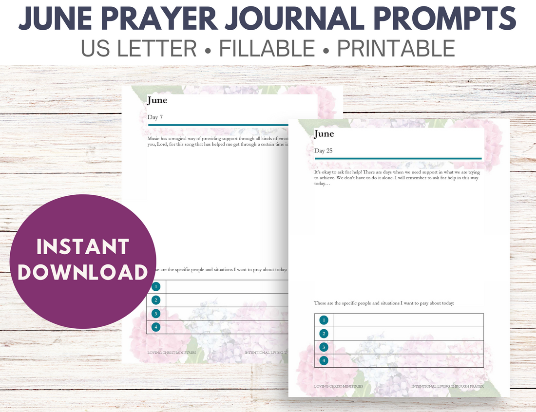June Prayer Journal Prompts (Fillable)