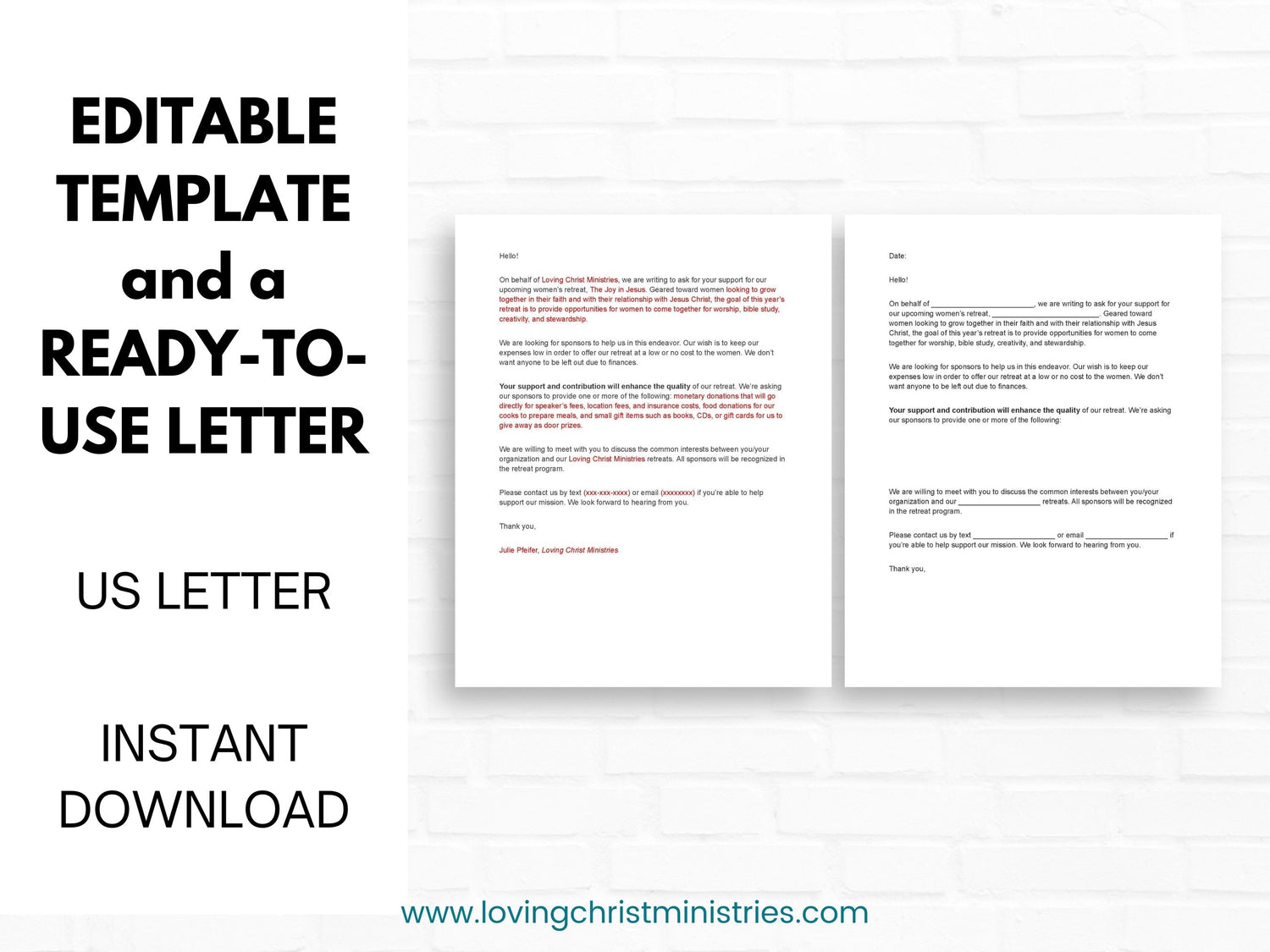 Editable Request a Sponsor Letter, Printable, Women&