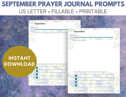 September Prayer Journal Prompts (Fillable)