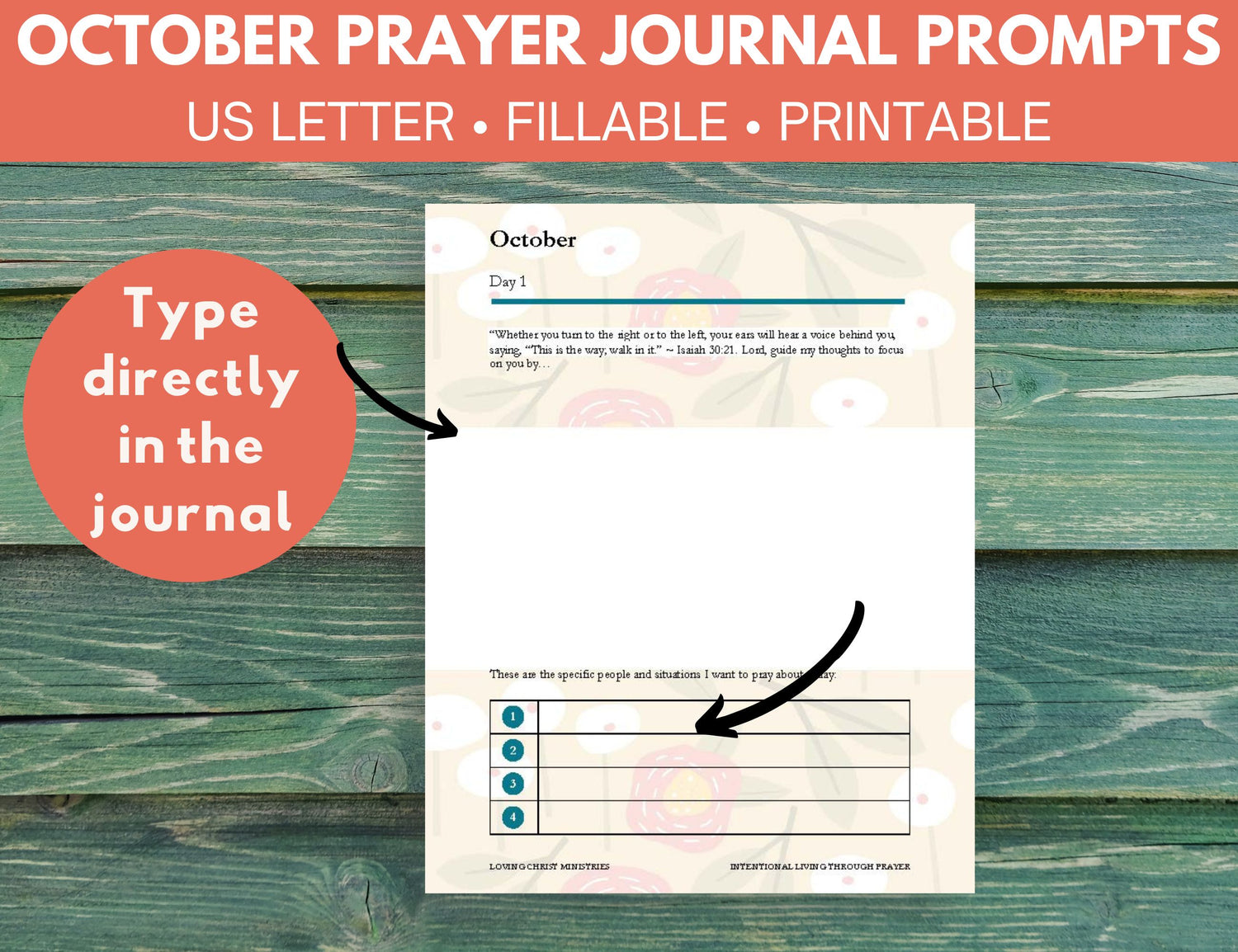 October Prayer Journal Prompts (Fillable)