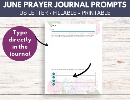 June Prayer Journal Prompts (Fillable)