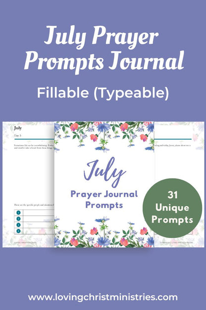 July Prayer Journal Prompts (Fillable)