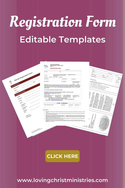 Retreat Registration Form Editable Templates